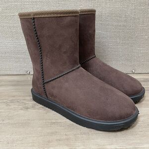 SOCIOLOGY Women's Size 8 Brown Faux Suede Warm Winter Boots Fuzzy Warm Cozy